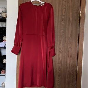 H&M Silk Red Midi